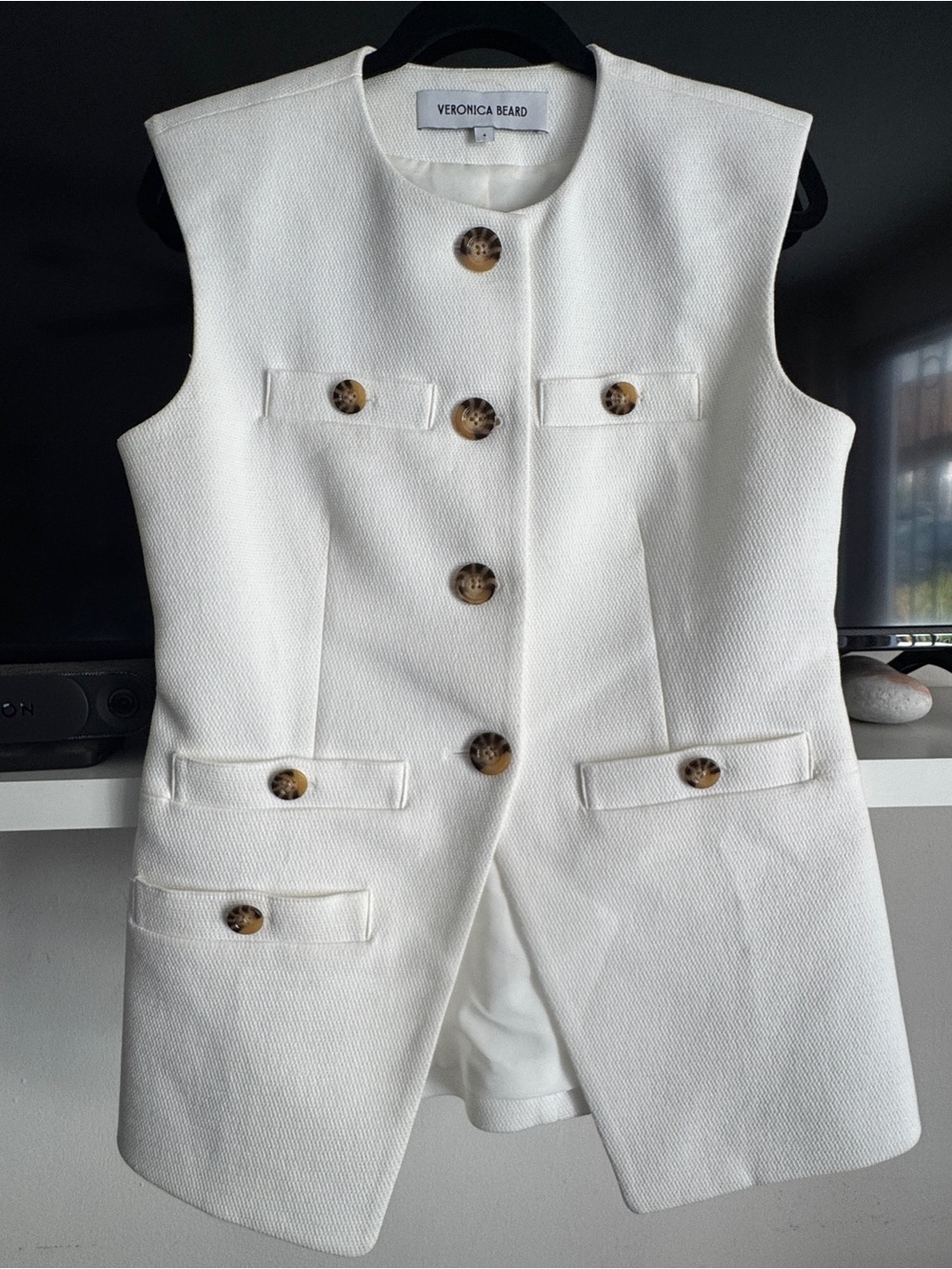 Veronica Beard Tamara Off White Tailored Vest Size 6 - Picture 5 of 7